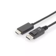 Digitus Cablu adaptor DisplayPort, DP - HDMI tip A, M/M, 2,0 m, cu blocare, DP 1.2_HDMI 2.0, 4K / 60Hz, CE, bl