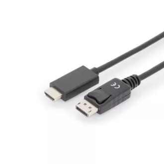 Digitus Cablu adaptor DisplayPort, DP - HDMI tip A, M/M, 2,0 m, cu blocare, DP 1.2_HDMI 2.0, 4K / 60Hz, CE, bl