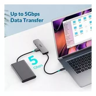 Stație de andocare Acer 5IN1 Mini, dongle Type-C, 1x HDMI (până la 3840x2160@60hz), 3x porturi USB 3.0 5Gbps, 1x port PD Type-C până la 100W (oaspete)