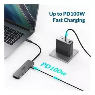 Stație de andocare Acer 5IN1 Mini, dongle Type-C, 1x HDMI (până la 3840x2160@60hz), 3x porturi USB 3.0 5Gbps, 1x port PD Type-C până la 100W (oaspete)