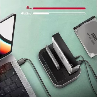 AXAGON ADSA-DC, USB-C 5Gbps - Stație de andocare duală CLONĂ pentru 2x SATA 6G 2.5"/3.5" SSD/HDD AXAGON ADSA-DC, USB-C 5Gbps - Stație de andocare duală CLONĂ pentru 2x SATA 6G 2.5"/3.5" SSD/HDD