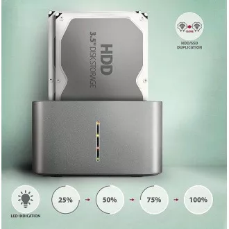 AXAGON ADSA-DC, USB-C 5Gbps - Stație de andocare duală CLONĂ pentru 2x SATA 6G 2.5"/3.5" SSD/HDD AXAGON ADSA-DC, USB-C 5Gbps - Stație de andocare duală CLONĂ pentru 2x SATA 6G 2.5"/3.5" SSD/HDD