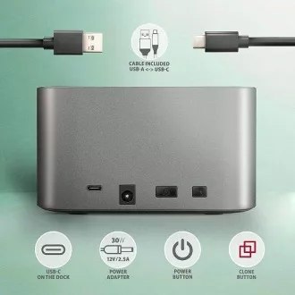 AXAGON ADSA-DC, USB-C 5Gbps - Stație de andocare duală CLONĂ pentru 2x SATA 6G 2.5"/3.5" SSD/HDD AXAGON ADSA-DC, USB-C 5Gbps - Stație de andocare duală CLONĂ pentru 2x SATA 6G 2.5"/3.5" SSD/HDD