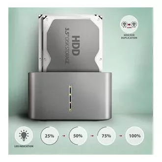 AXAGON ADSA-DC, USB-C 5Gbps - Stație de andocare duală CLONĂ pentru 2x SATA 6G 2.5"/3.5" SSD/HDD AXAGON ADSA-DC, USB-C 5Gbps - Stație de andocare duală CLONĂ pentru 2x SATA 6G 2.5"/3.5" SSD/HDD