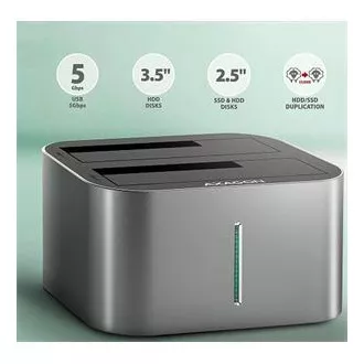 AXAGON ADSA-DC, USB-C 5Gbps - Stație de andocare duală CLONĂ pentru 2x SATA 6G 2.5"/3.5" SSD/HDD AXAGON ADSA-DC, USB-C 5Gbps - Stație de andocare duală CLONĂ pentru 2x SATA 6G 2.5"/3.5" SSD/HDD
