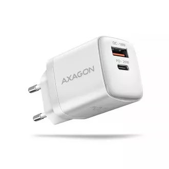 Incarcator de retea AXAGON ACU-PQ20W 20W, 2x porturi (USB-A + USB-C), PD3.0/PPS/QC4+/AFC/Apple, alb