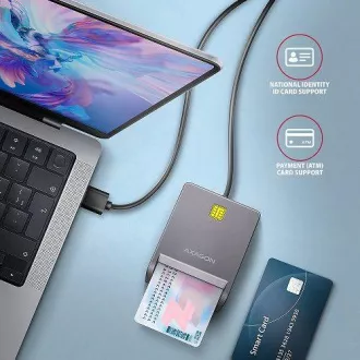 AXAGON CRE-SM3T, USB-A FlatReader cititor de carduri de contact Smart card (eObčanka), cablu 1,3 m