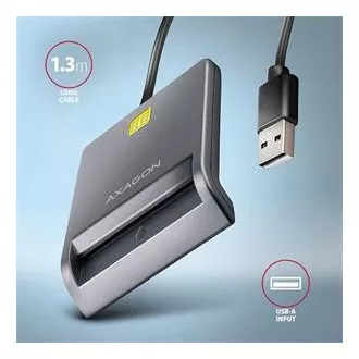 AXAGON CRE-SM3T, USB-A FlatReader cititor de carduri de contact Smart card (eObčanka), cablu 1,3 m