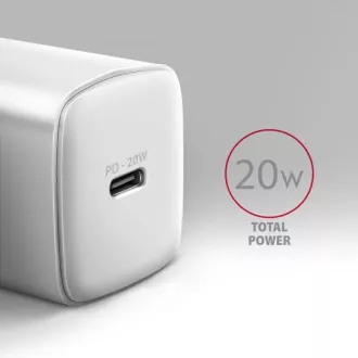AXAGON ACU-PD20W, încărcător de rețea 20W, 1x port USB-C, PD3.0/PPS/QC4+/AFC/Apple, alb