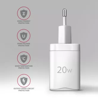 AXAGON ACU-PD20W, încărcător de rețea 20W, 1x port USB-C, PD3.0/PPS/QC4+/AFC/Apple, alb