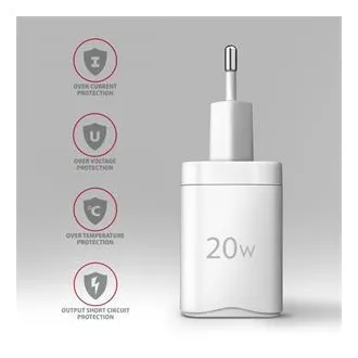 AXAGON ACU-PD20W, încărcător de rețea 20W, 1x port USB-C, PD3.0/PPS/QC4+/AFC/Apple, alb