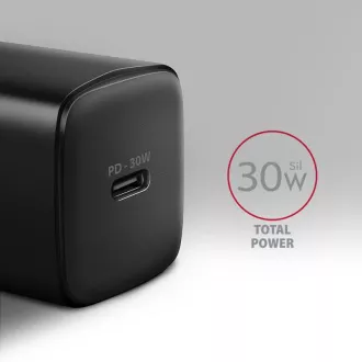 AXAGON ACU-PD30, încărcător de rețea Sil 30W, 1x port USB-C, PD3.0/PPS/QC4+/SFC/AFC/Apple, negru