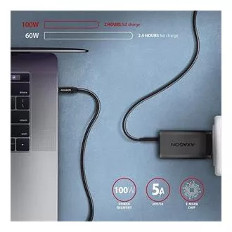 AXAGON BUCM32-CM05AB, cablu SPEED+ USB-C <-> USB-C, 0.5m, USB 20Gbps, PD 100W 5A, 4K HD, ALU, împletit, negru AXAGON BUCM32-CM05AB, cablu SPEED+ USB-C <-> USB-C, 0.5m, USB 20Gbps, PD 100W 5A, 4K HD, ALU, împletit, negru