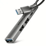 AXAGON HUE-STA, 4x hub USB ALU STRIP, 1x USB-A 5Gbps, 2x USB-A și 1x USB-C 480Mbps, cablu USB-A 12cm