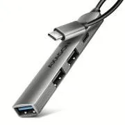 AXAGON HUE-STC, 4x hub USB ALU STRIP, 1x USB-A 5Gbps, 2x USB-A și 1x USB-C 480Mbps, cablu USB-C 12cm