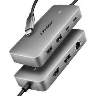AXAGON HMC-CUB83X2, hub USB 10Gbps, 2x USB-A, USB-C, HDMI și DP 4k/144Hz, RJ-45 GLAN, PD 100W, cablu USB-C 15cm AXAGON HMC-CUB83X2, hub USB 10Gbps, 2x USB-A, USB-C, HDMI și DP 4k/144Hz, RJ-45 GLAN, PD 100W, cablu USB-C 15cm