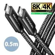 AXAGON BUCM4X-CM05AB Cablu NewGEN+ USB-C <-> USB-C, 0.5m, USB4 Gen 3×2, PD 240W 5A, 8K HD, ALU, împletit, negru