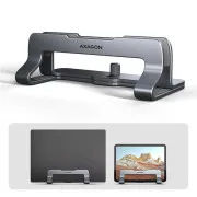 Suport vertical pentru laptop AXAGON STND-VG din aluminiu, cu distanță reglabilă între 10"-17,3", gri
