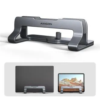 Suport vertical pentru laptop AXAGON STND-VG din aluminiu, cu distanță reglabilă între 10"-17,3", gri Suport vertical pentru laptop AXAGON STND-VG din aluminiu, cu distanță reglabilă între 10"-17,3", gri