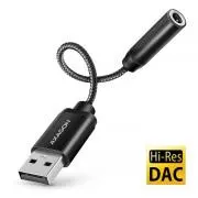 AXAGON ADA-HA, adaptor audio DAC Hi-Res de la USB-A la mufă de 3,5 mm, 384kHz/32bit, stereo