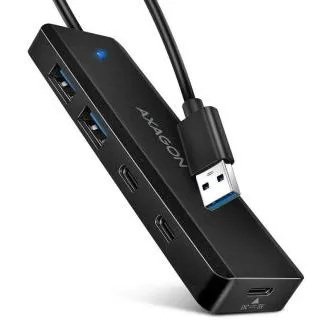 AXAGON HUE-C2A, hub TRAVEL 4× USB 5Gbps, 2× USB-A + 2× USB-C, sursă de alimentare USB-C, cablu USB-A 19 cm AXAGON HUE-C2A, hub TRAVEL 4× USB 5Gbps, 2× USB-A + 2× USB-C, sursă de alimentare USB-C, cablu USB-A 19 cm