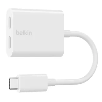 Adaptor/splitter USB-C Belkin - alimentare USB-C + adaptor audio/încărcare USB-C, alb Adaptor/splitter USB-C Belkin - alimentare USB-C + adaptor audio/încărcare USB-C, alb