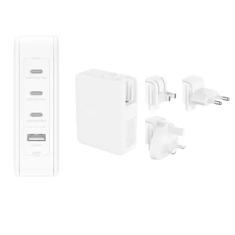 Încărcător de perete Belkin BOOST CHARGE™ 140W cu 4 porturi USB-C cu livrare de energie GaN PPS + adaptoare pentru Regatul Unit, UE, SUA, alb Încărcător de perete Belkin BOOST CHARGE™ 140W cu 4 porturi USB-C cu livrare de energie GaN PPS + adaptoare pentru Regatul Unit, UE, SUA, alb