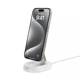 Belkin BOOST CHARGE™ PRO Qi2 15W Stand de încărcare magnetic, convertibil, alb