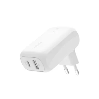 Belkin BOOST CHARGE™ Încărcător de perete PPS dublu de 42 W USB-C cu livrare de energie (USB-C 30 W + USB-A 12 W), alb