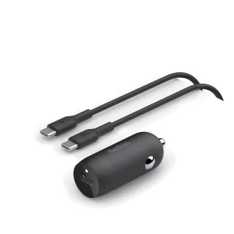 Încărcător auto Belkin BOOSTCHARGE™ 30W USB-C Power Delivery PPS + cablu USB-C la USB-C de 1 m, negru Încărcător auto Belkin BOOSTCHARGE™ 30W USB-C Power Delivery PPS + cablu USB-C la USB-C de 1 m, negru