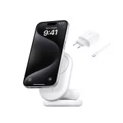 Belkin BOOST CHARGE™ Qi2 15W 2in1 Stand de încărcare magnetic, pliabil, alb