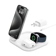 Belkin BOOST CHARGE™ Qi2 15W 3in1 Stand de încărcare magnetic, pliabil, alb