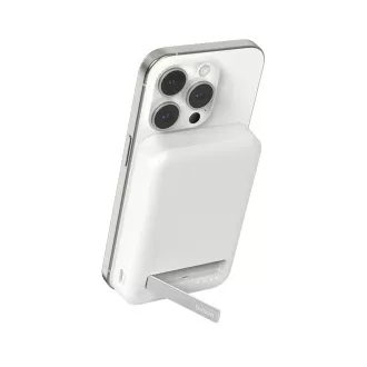 Power Bank magnetic fără fir Belkin BOOST CHARGE™ Qi2 cu suport, 8000 mAh, 15 W, alb