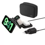 Belkin BOOST CHARGE™ PRO Qi2, suport de călătorie pliabil wireless 3 în 1 pentru iPhone/Apple Watch/AirPods, negru