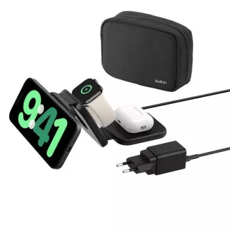Belkin BOOST CHARGE™ PRO Qi2, suport de călătorie pliabil wireless 3 în 1 pentru iPhone/Apple Watch/AirPods, negru Belkin BOOST CHARGE™ PRO Qi2, suport de călătorie pliabil wireless 3 în 1 pentru iPhone/Apple Watch/AirPods, negru
