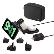 Belkin BOOST CHARGE™ PRO Qi2 3 în 1 Wireless pliabil suport de călătorie pentru iPhone/Apple Watch/AirPods, negru + adaptoare