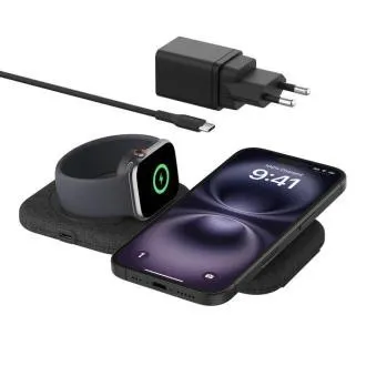 Belkin BOOST CHARGE PRO Qi2 2 în 1 Wireless, pliabil, suport de călătorie pentru iPhone/Apple Watch/AirPods, negru Belkin BOOST CHARGE PRO Qi2 2 în 1 Wireless, pliabil, suport de călătorie pentru iPhone/Apple Watch/AirPods, negru