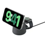 Stand de încărcare Belkin BOOST CHARGE PRO Qi2 2 în 1 pentru iPhone/Apple Watch/AirPods, gri închis