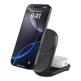 Încărcător magnetic pliabil Belkin UltraCharge Qi2 25W 2 în 1 pentru iPhone/AirPods, cu USB-C, negru Încărcător magnetic pliabil Belkin UltraCharge Qi2 25W 2 în 1 pentru iPhone/AirPods, cu USB-C, negru