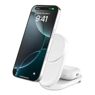 Încărcător magnetic pliabil Belkin UltraCharge Qi2 25W 2 în 1 pentru iPhone/AirPods, cu USB-C, alb Încărcător magnetic pliabil Belkin UltraCharge Qi2 25W 2 în 1 pentru iPhone/AirPods, cu USB-C, alb