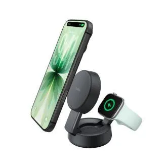 Încărcător magnetic Belkin UltraCharge PRO Qi2 25W 2 în 1 pentru iPhone/Apple Watch/Airpods, gri închis Încărcător magnetic Belkin UltraCharge PRO Qi2 25W 2 în 1 pentru iPhone/Apple Watch/Airpods, gri închis
