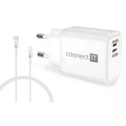 CONNECT IT DUPLEX Adaptor de încărcare 1xLightning + 1xUSB-C, 20W, cablu 27W, ALB