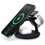 CONNECT IT MultiCharge 3 în 1 MagSafe Wireless Fast Charge încărcător fără fir, NEGRU