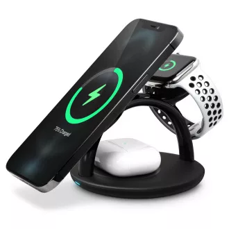 CONNECT IT MultiCharge 3 în 1 MagSafe Wireless Fast Charge încărcător fără fir, NEGRU