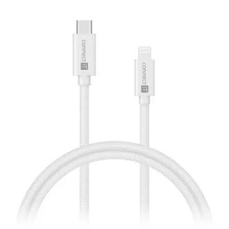 Cablu CONNECT IT Wirez USB-C -> Lightning, 27 W, 1 m, ALB