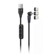 CONNECT IT Cablu magnetic PowerLink 3in1 (USB-C/Lightning/MicroUSB), 2m, NEGRU