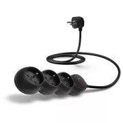Prelungitor CONNECT IT 230 V, 3 prize, 1,5 m, cu comutator (negru)