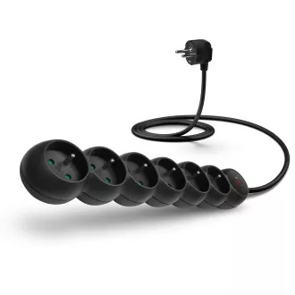 Cablu prelungitor CONNECT IT 230 V, 6 prize, 5 m, cu comutator (negru)