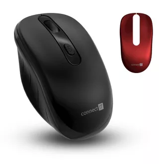 CONNECT IT LONG LIFE mouse optic silențios fără fir, (+ 2x baterii AA gratuit), capac negru înlocuibil, NEGRU