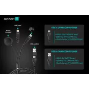 CONNECT IT Wirez 6 în 1 1x USB-C 1x Lightning 1x Încărcător ceas 1,25 m NEGRU
